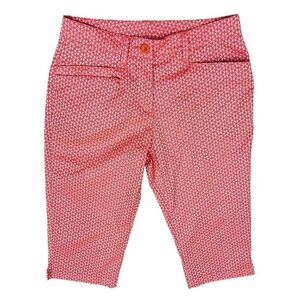 Nivo Activewear Golf Tennis Coral Geometric Bermudas Short Zip Pockets Sz 2 NWOT